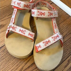 L.L. Bean Lobster Print Sandals - Red and White